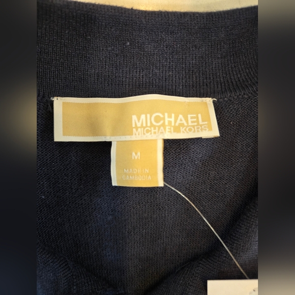 Michael Kors Navy Blue Blouse with Gold Buttons.  BRAND NEW WITH TAGS - Picture 6 of 9